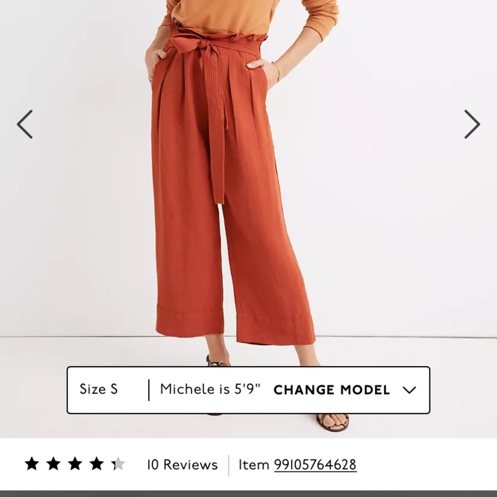 Size Large, Madewell, Rust Colored Culottes.